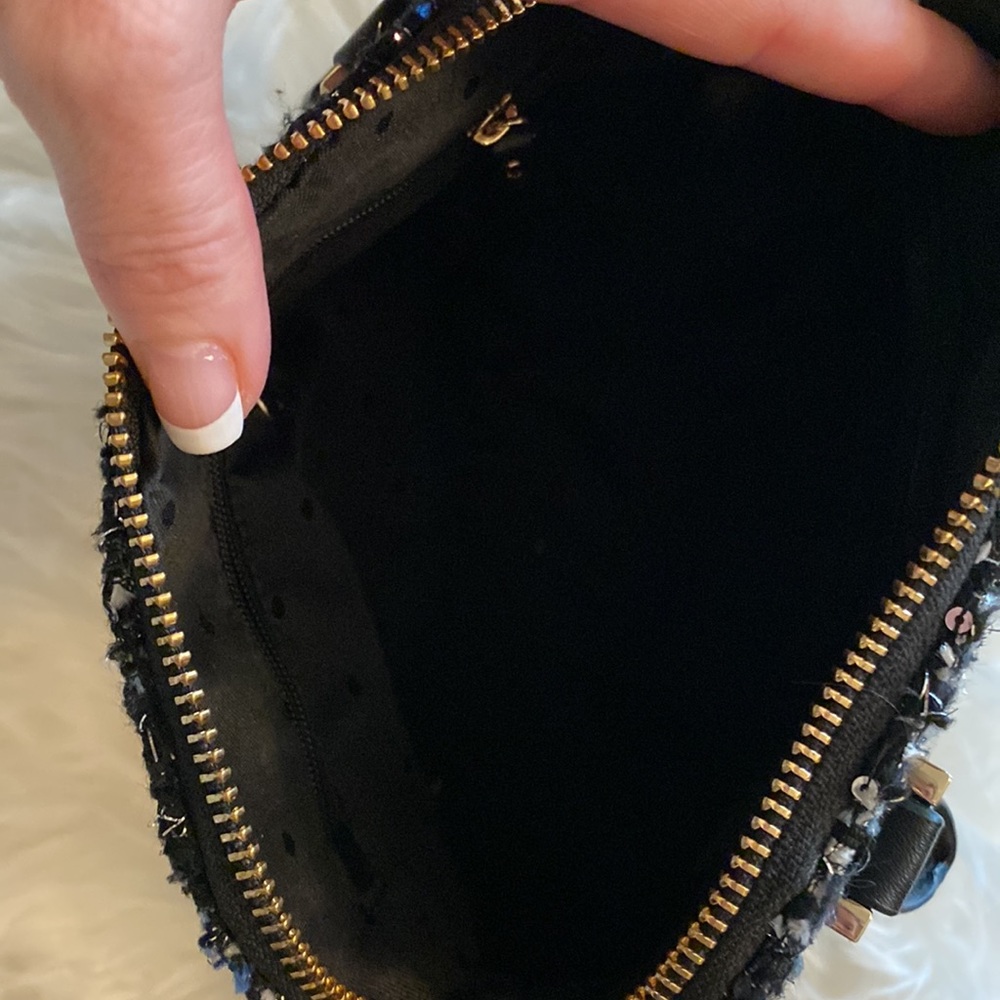 Kate Spade Black & Blue With Silver Flecks Tweed Crossbody Bag With Hand… - Picture 6 of 7